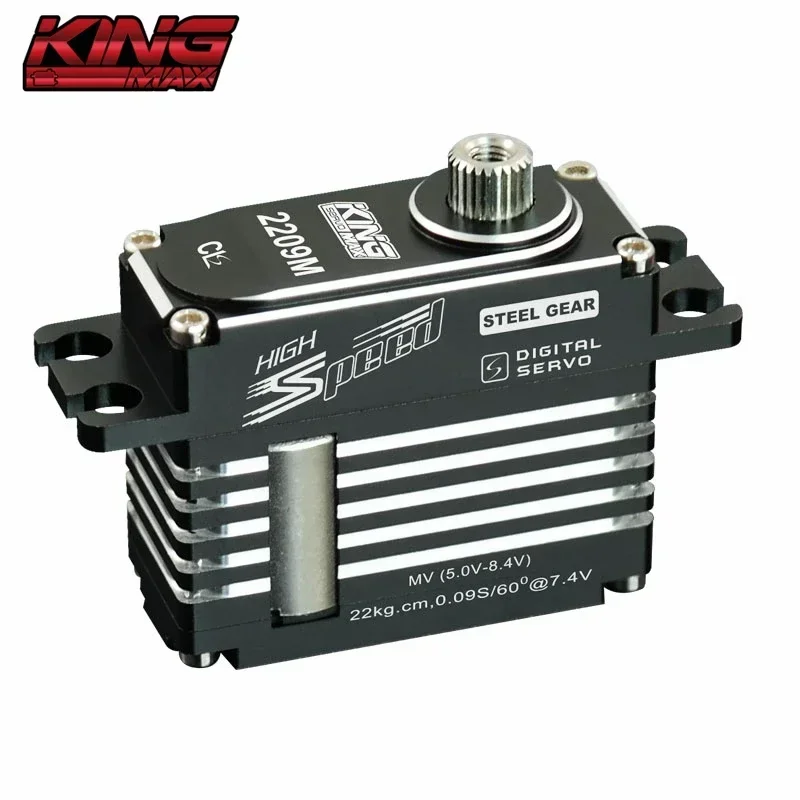 Kingmax-Mini Servo Numérique à Engrenages en Acier CLS2209M, 22kg, 8.4V, Couple ÉWer, Entièrement en Aluminium, pour Hélicoptère, F3A, Train d'Atterrissage de Der Foetal