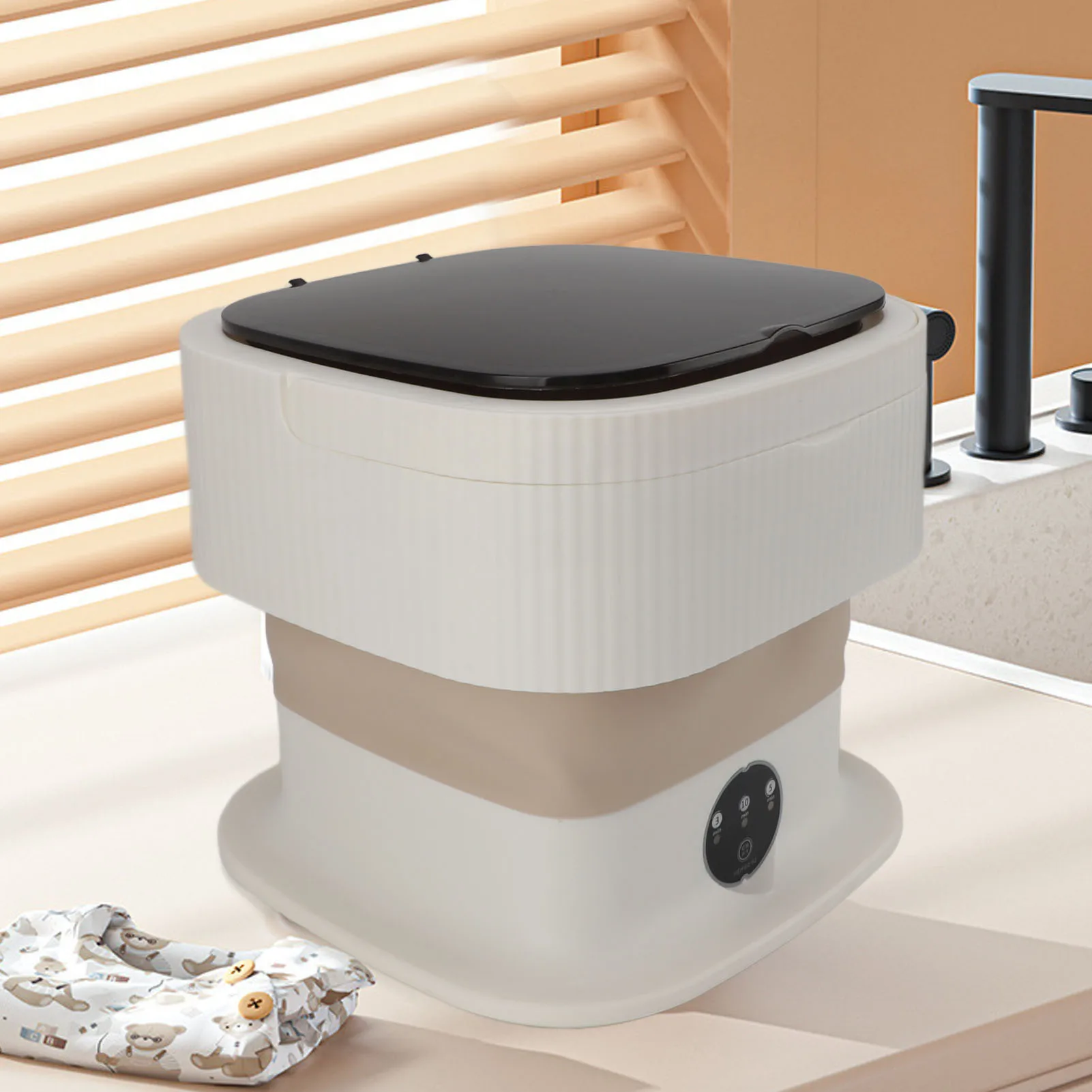 Mini Foldable Washer 60W 10L Capacity IPX4 Waterproof Portable Washing Machine for Dorm Travel