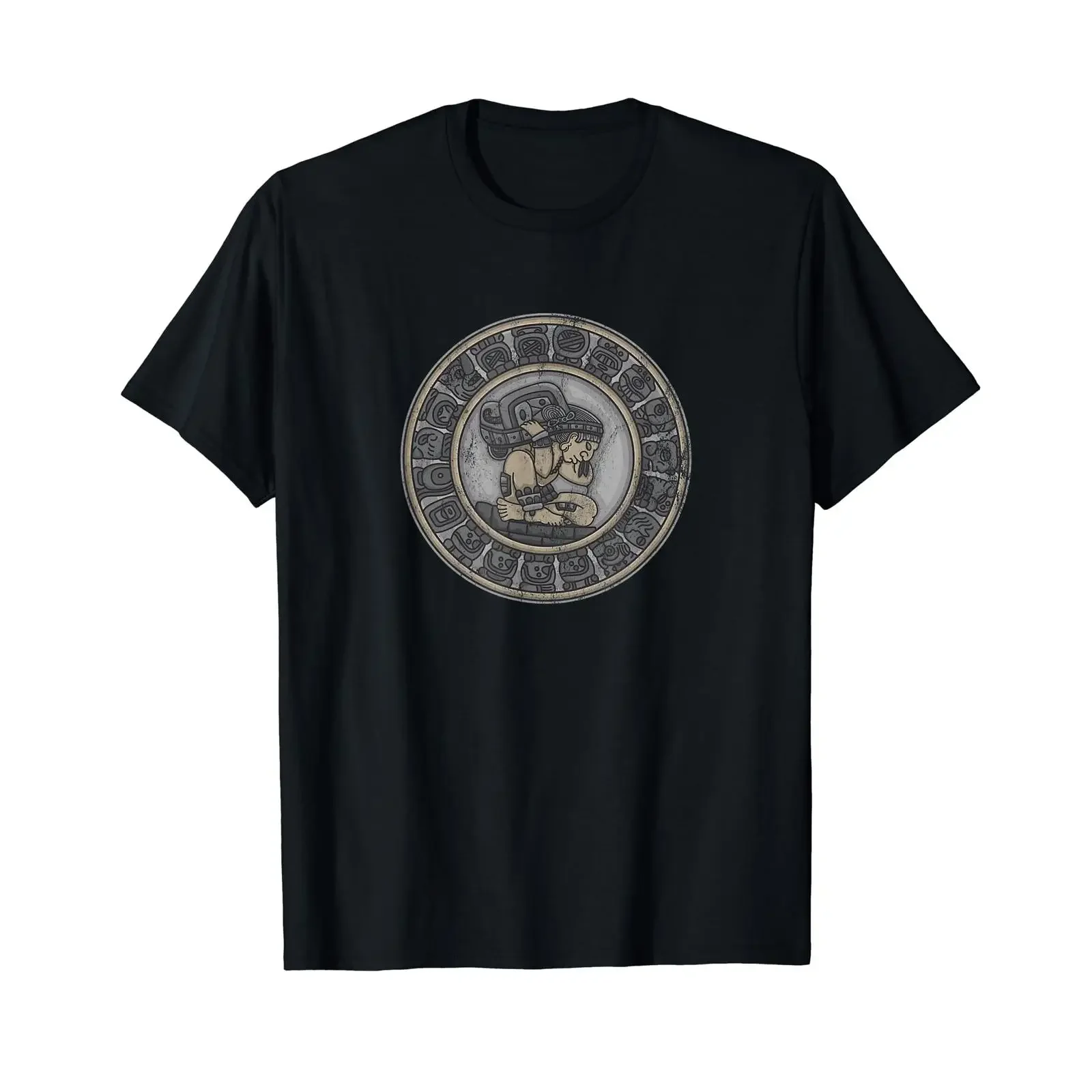 Maya Aztec Calendar Sun Stone Mexican Art Carving Mayans T Shirt vintage Washed graphic Comfortable Slightly homme Stretched