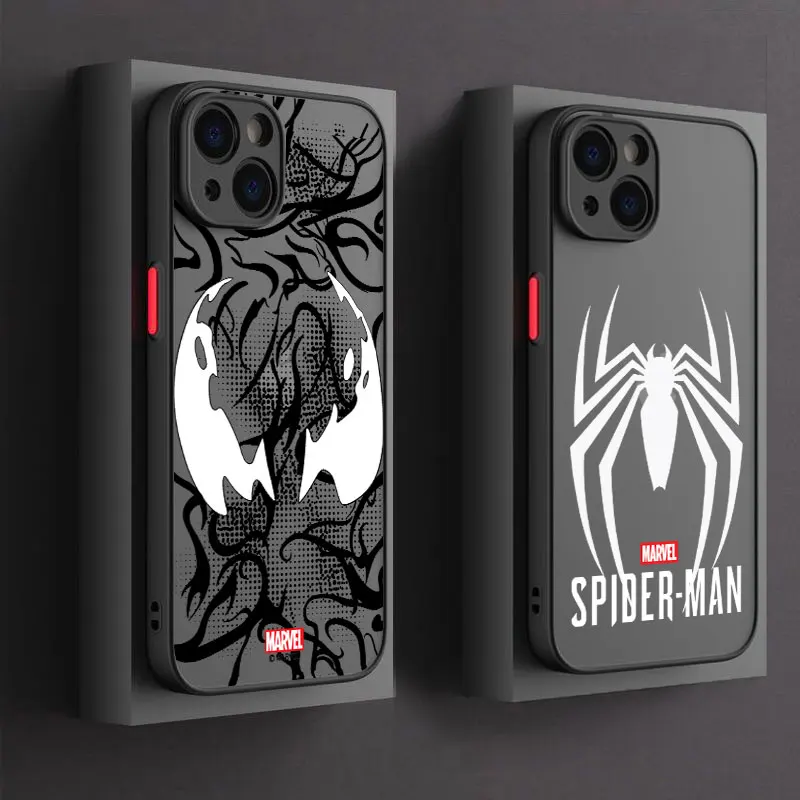 Capa de Celular Marvel Herói Homem-Aranha Venom Estilosa para iPhone 17 16 15 Pro Max, Capa para 14 13 12 11 Pro Max 16e 17e Air XR X 7 8 Plus