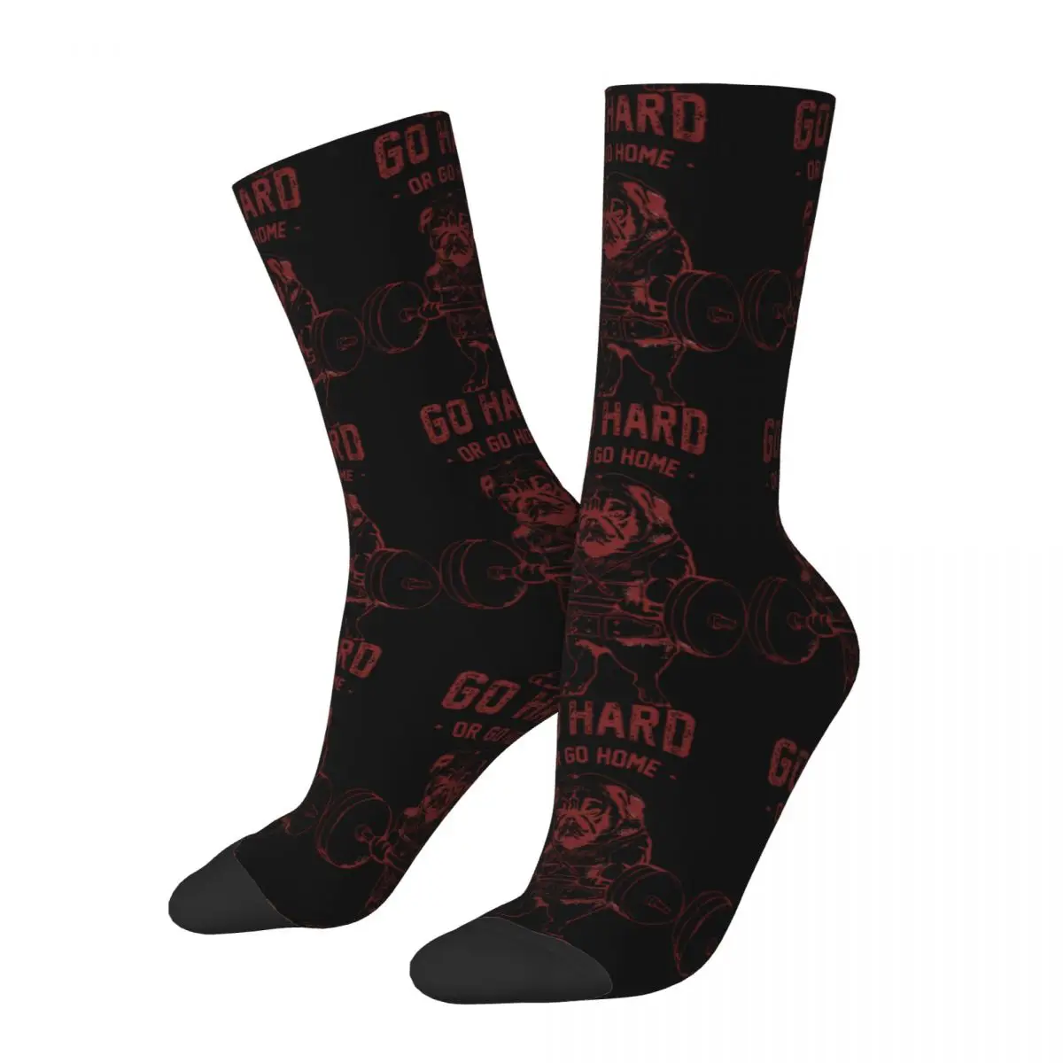 Vintage Go Hard Or Go Home Pug Men's compression Socks Unisex GYM Harajuku Pattern Printed Novelty Crew Sock