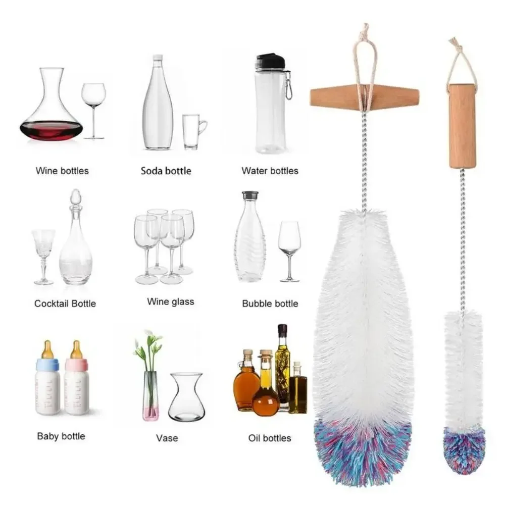 Soda Stream Bottle Brush with Beechwood Handle Glassware Jars Cleaner Kitchen Cleaning Tool Drink Wineglass Cup Cleaning Brush