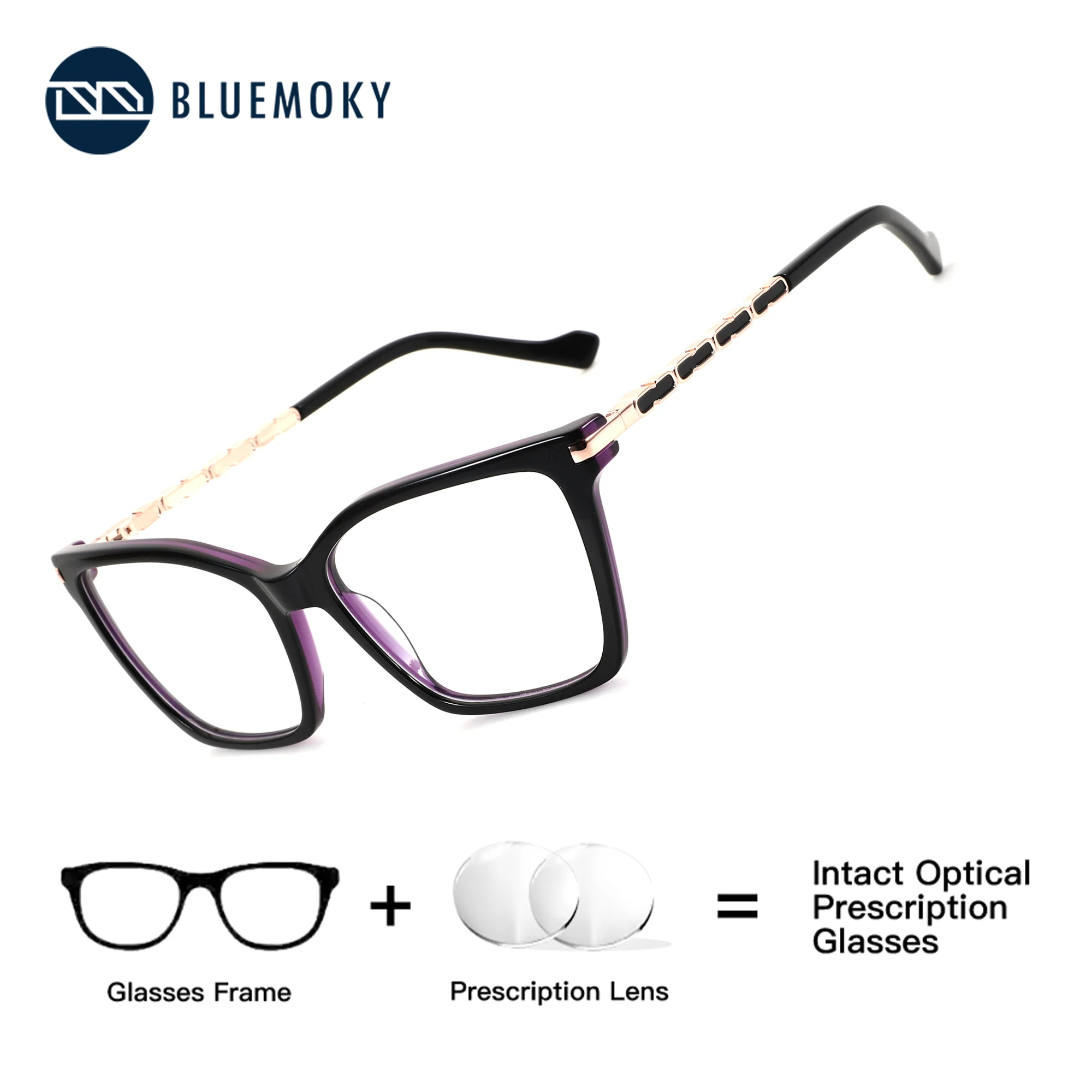 BLUEMOKY – lunettes optiques en acétate pour femmes, taille L, anti-lumière bleue, verres et montures progressifs sur ordonnance