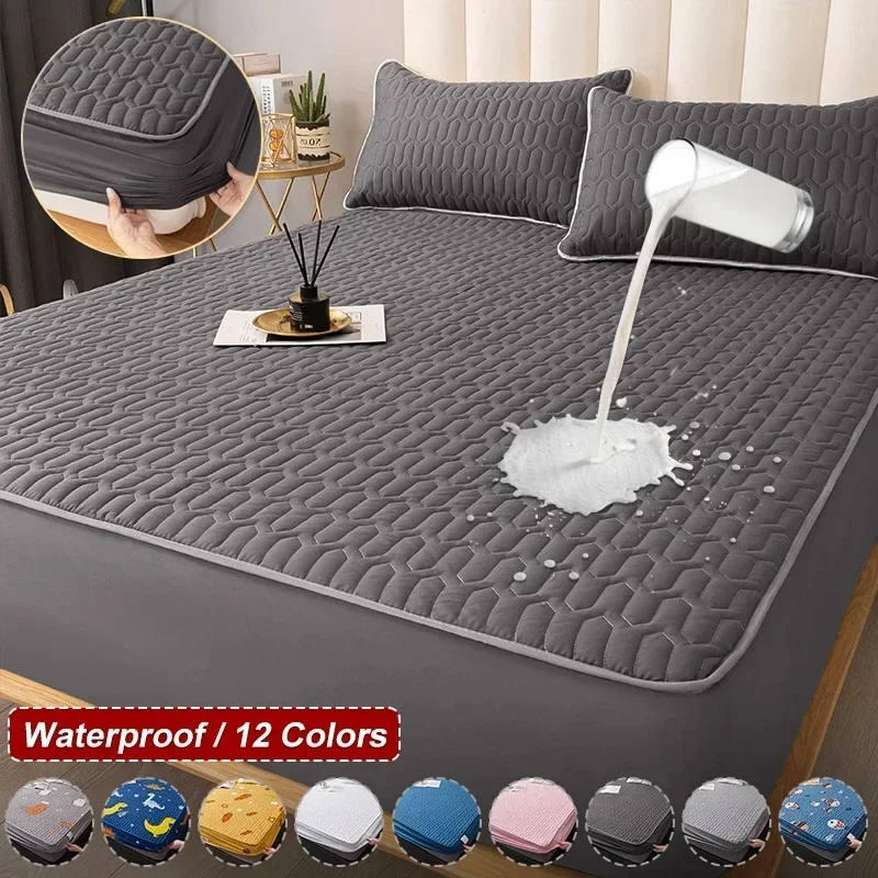 Housse de protection de lit épaisse et imperméable, douce pour la peau, Queen King, drap-housse Double, tapis de matelas, 150x200, 180x200, 160x200cm