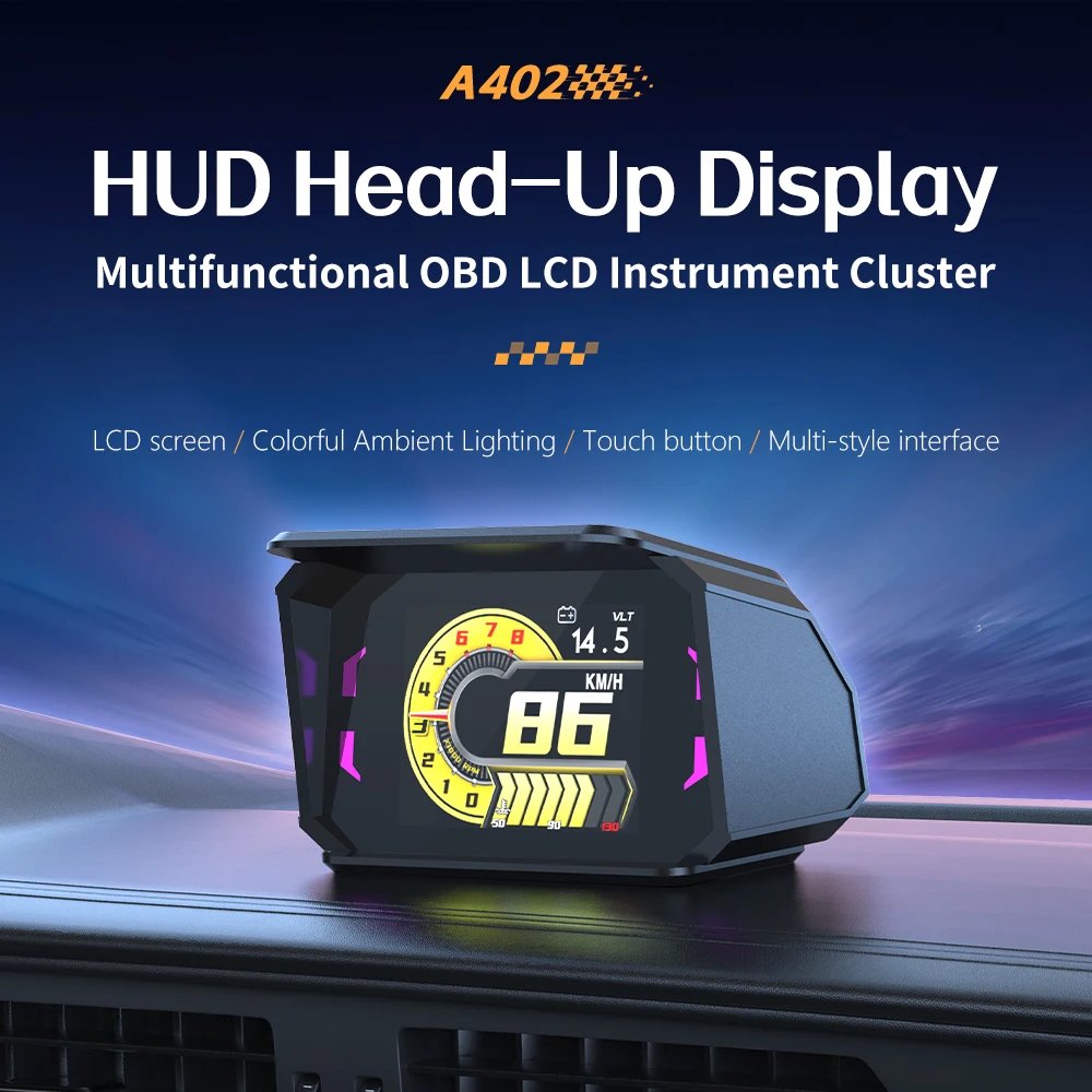 

New Car HUD A402 Head-up Display OBD LCD Gauge Display Universal