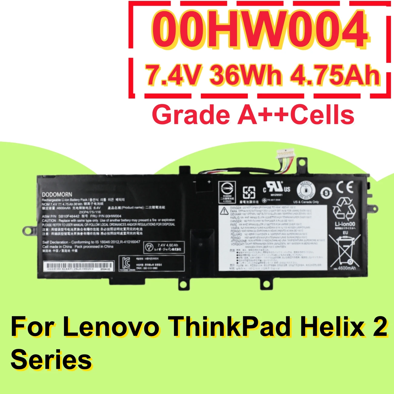 00HW004 Laptop Battery For Lenovo ThinkPad Helix 2 20CG 20CH 00HW005 00HW010 SB10F46442 SB10F46443 SB10F46448 SB10F46449