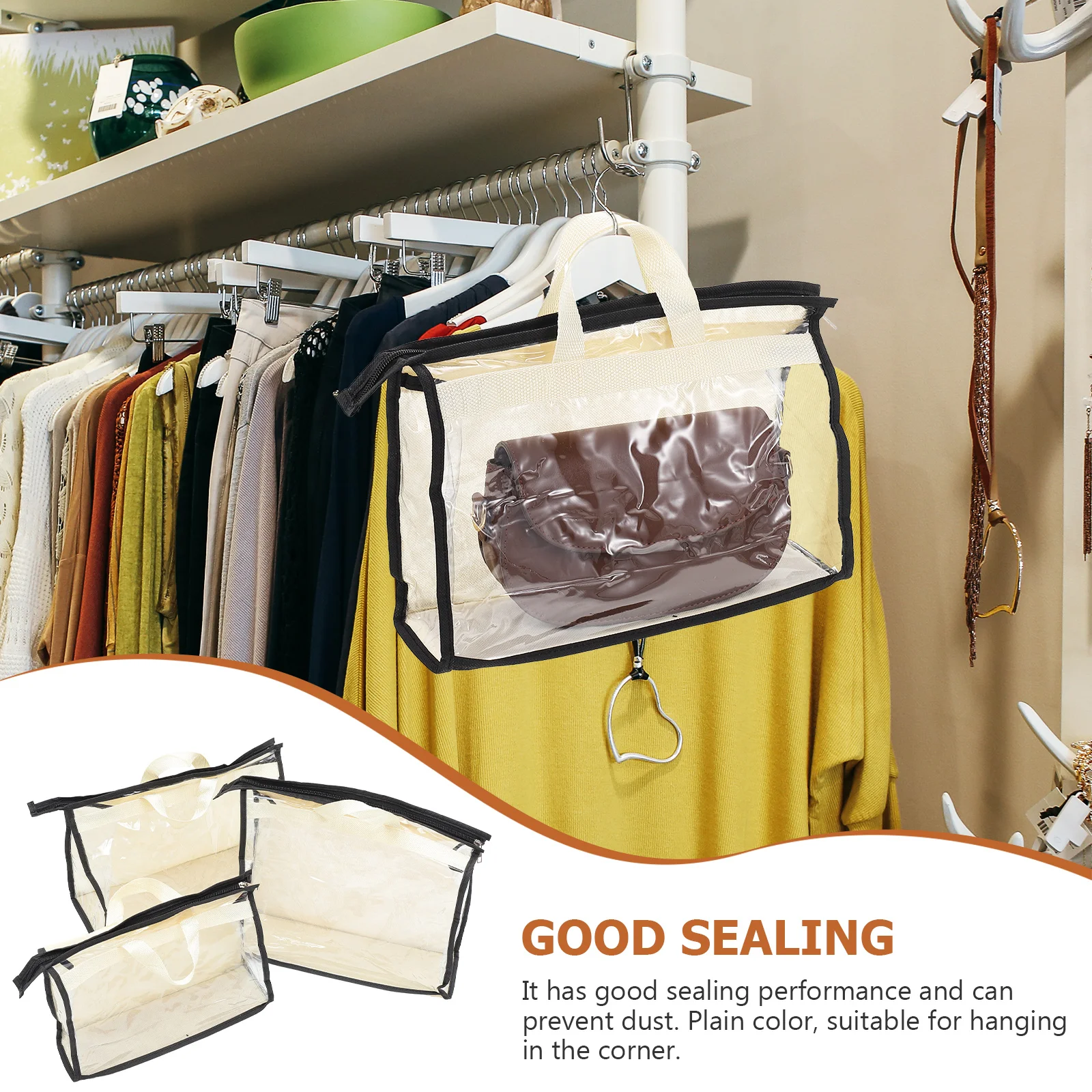 

15Pcs Clear Handbag Organizers Dustproof Covers for Closet Purse Storage Bags PVC Hanging Organizer Reusable Transparent