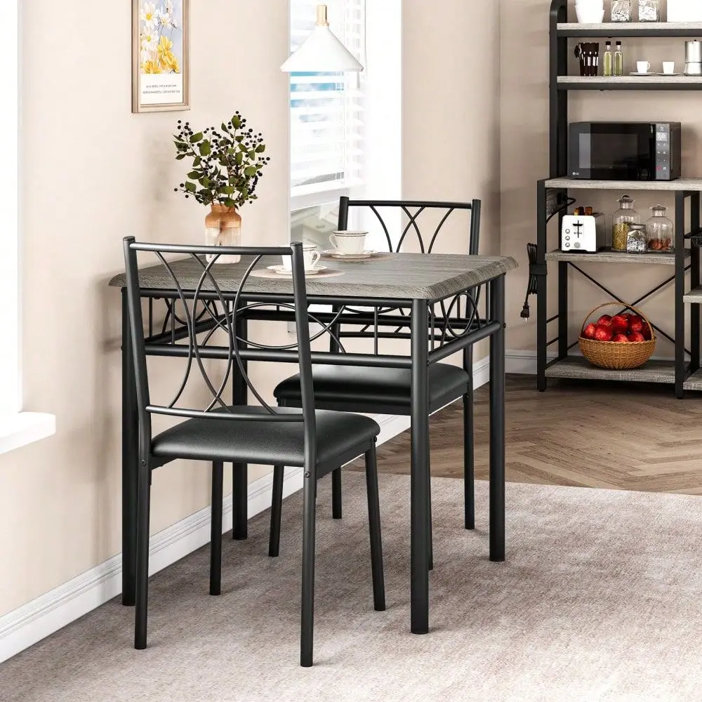 Dining Table Set For 2 With Upholstered Chairs Kitchen Small Table And Chairs Set Of 2 Square Dinette Set 3 Piece Kitchen Dinin