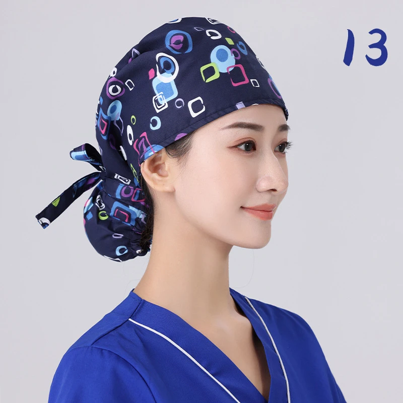 Unisex Adjustable Tie Back Scrub Hat, Beauty Salon Cap