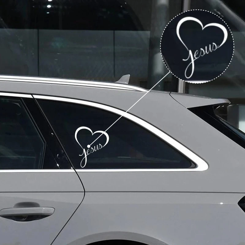 Christian Jesus Heart God Love Christ Bible Faith Vinyl Sticker Decal for Car Window Wall Bumper Religious Decoration G006