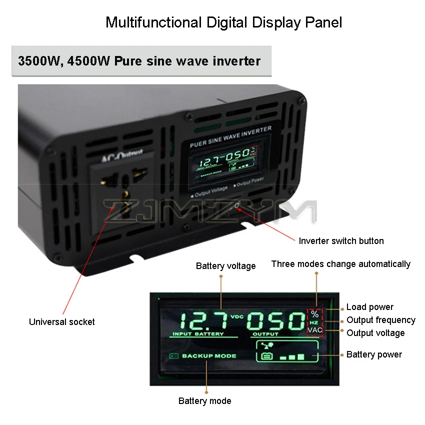 Imagem -04 - Inversor 12v 24v 48v para ac 220v 110v Onda Senoidal Pura Inversor de Energia Solar Transformador Conversor de Frequência de Tensão 4500w 3500w