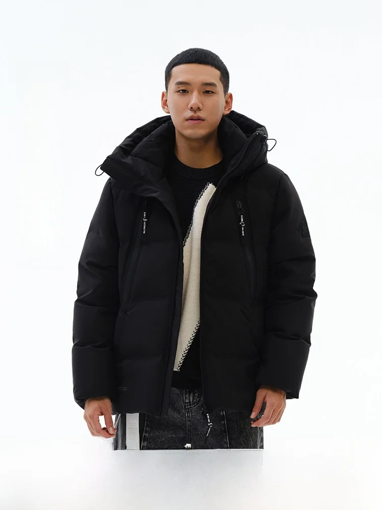 

Snowy Flight Men's ort Hooded down Jaet Thiened Comfortable Faionable Urban Sle Busin Wind Polyester Fiber