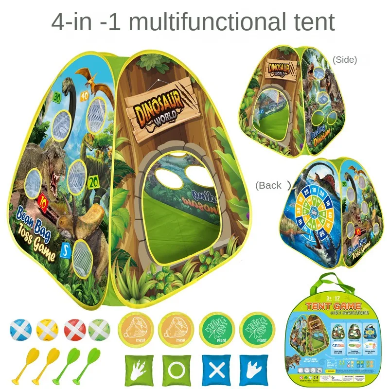 

Parentchild Interactive Cartoon Design Sandbag Board Stick Target Ball Target Children Tent Dinosaur Multi-functional Game House