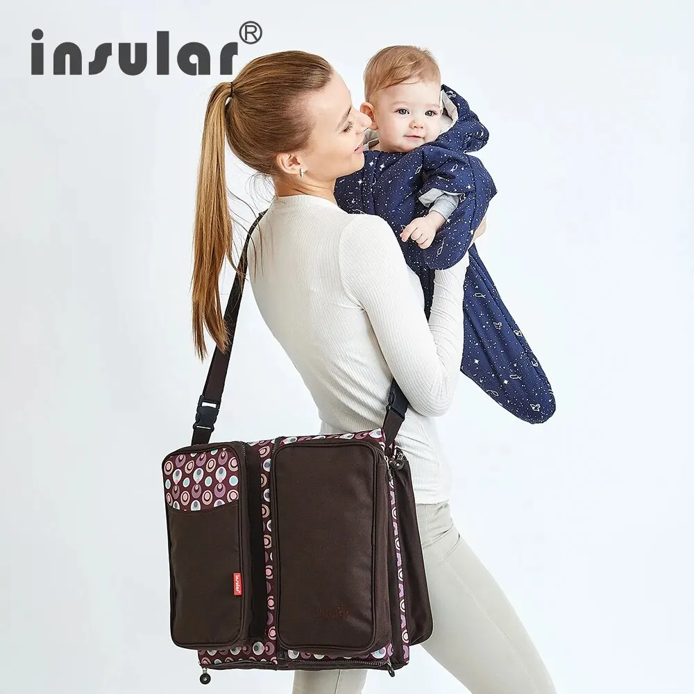 Insular Multifunctional Baby Diaper Bag Baby Bed Foldable Newborn Bed Travel Baby Mommy Nappy Changing Bag