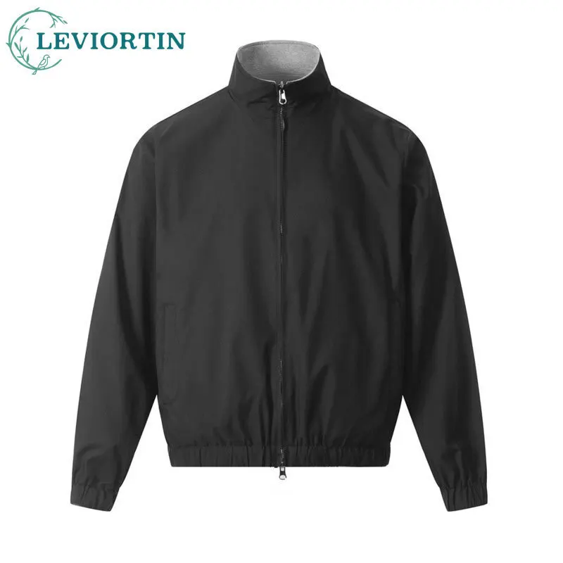 

Весенне-осенняя мужская модная трендовая двусторонняя куртка с двойной молнией и воротником-стойкой, уличная свободная спортивная двусторонняя куртка для отдыха