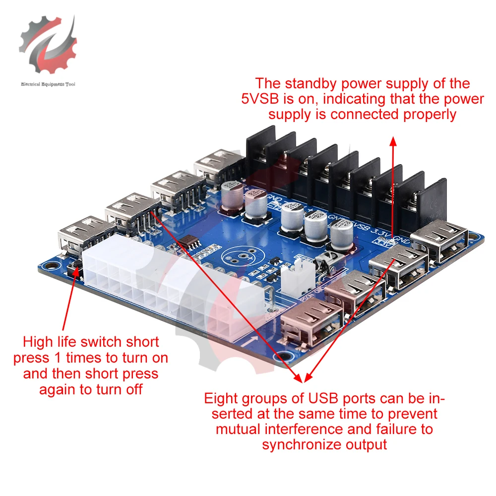 24-Pin ATX Netzteil Breakout Board USB Aufladen Desktop Computer Chassis Netzteil ATX Adapter Board Power Take-off