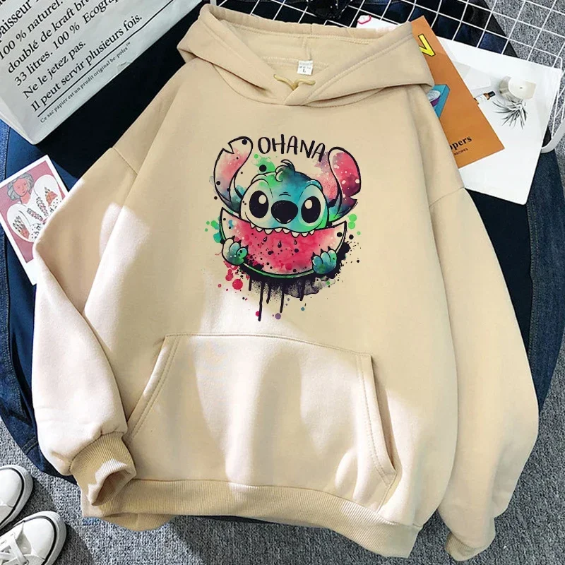 New Christmas Disney Sweatshirt Lilo Stitch Funny Cartoon Hoodies Women Harajuku Cute Stitch Anime Manga Streetwear Hoody Female