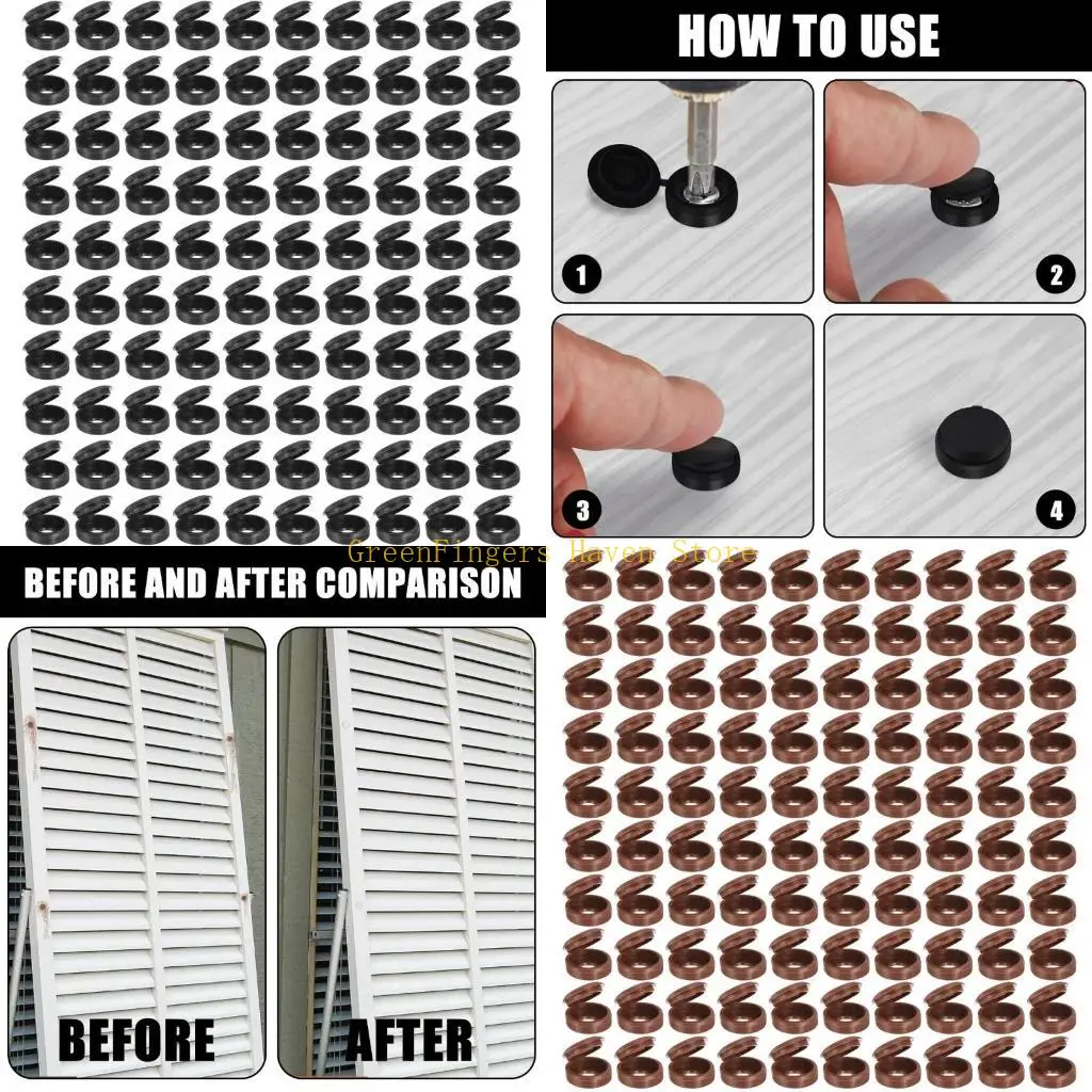 F68D 100Pcs Plastic Screw Decorative Cover Tapping Screw Protective Hole Plug