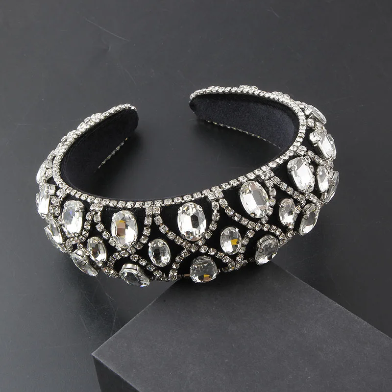 Headwear New Baroque Wide Sponge Set Rhinestone Geometric Hair Hoop Ladies Light Luxury Beautiful Hair Accessories Women 855