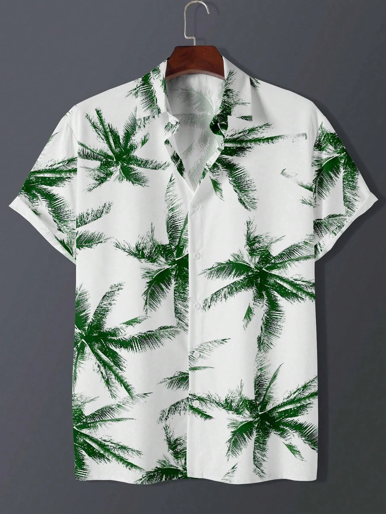 Summer Fashionable Lapel Shirts for Men and Women Palm Tree Print Design Casual Short Sleeve Button Up Shirts Tops Lapel Shirts