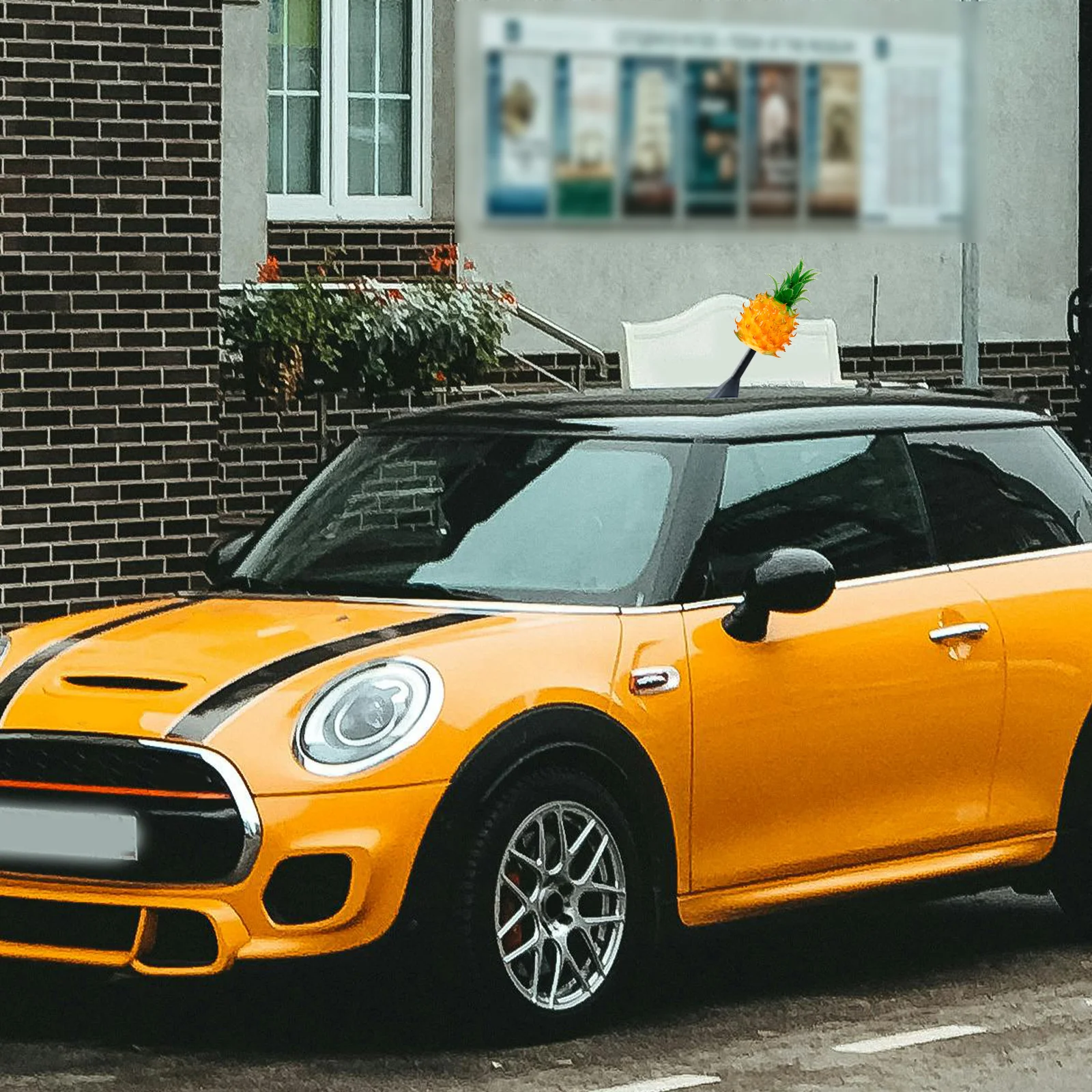 

2pcs Car Antenna Topper Pineapple Shape Exterior Decorations For Vehicles Auto Accessory Dashboard Decoration Waterproof Pu