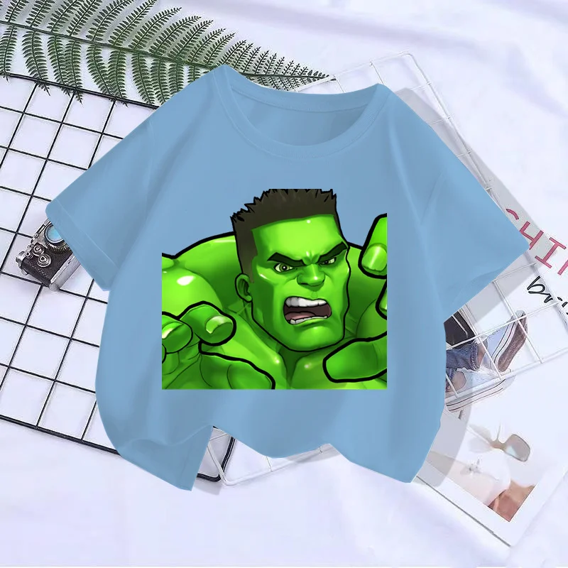 تي شيرت Avengers للأطفال مطبوع عليه Marvel تي شيرت صيفي بأكمام قصيرة ملابس قطنية للأطفال