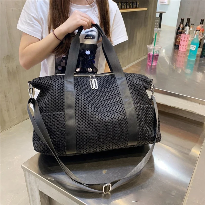 Women\'s Crossbody Mesh bags Portable short distance business trip shoulder bag Casual large capacity travel bag for men women