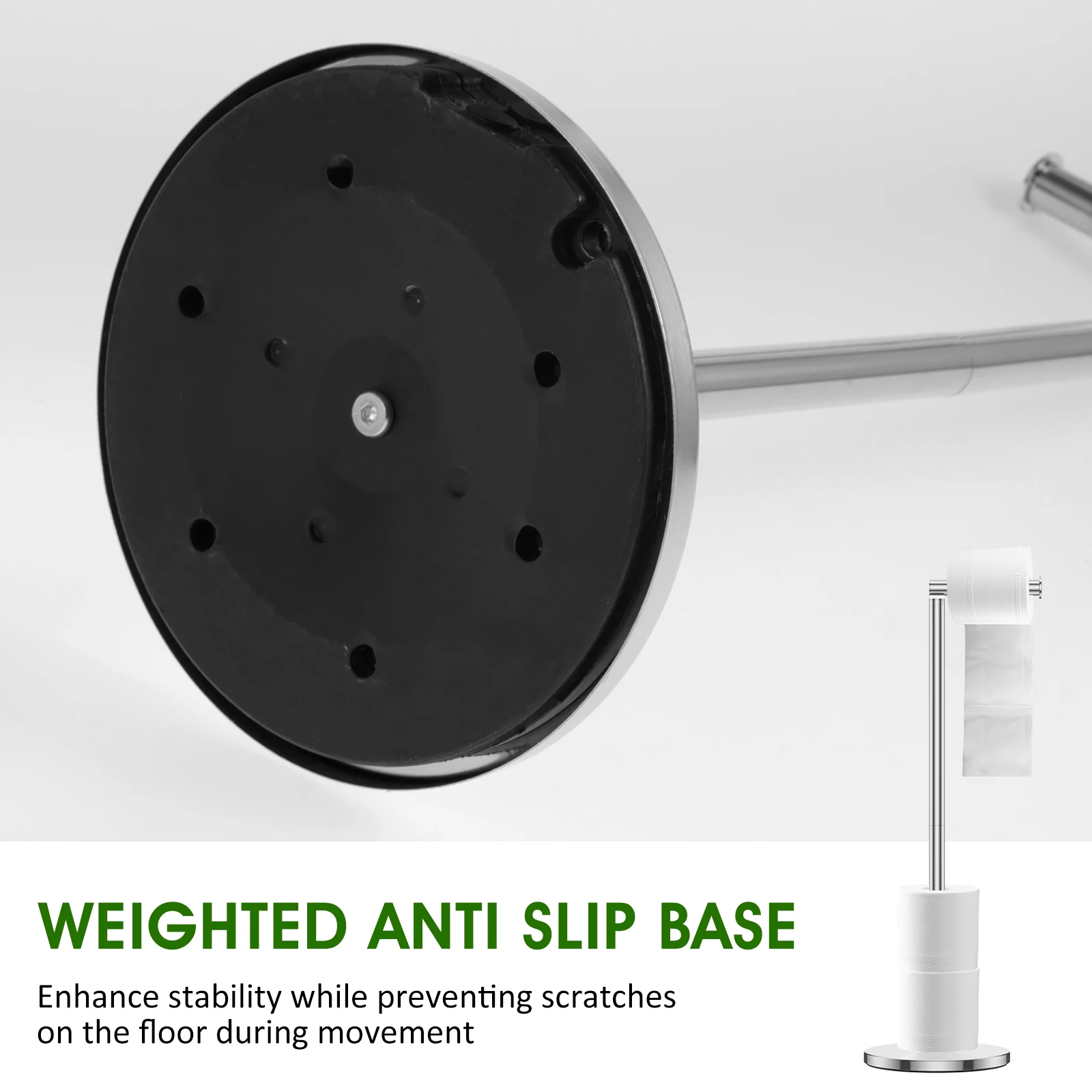 Freestanding Toilet Roll Holders Stainless Steel Toilet Paper Stand Anti-Rust Space Bathroom Tissue Rack Paper Dispenser Storage