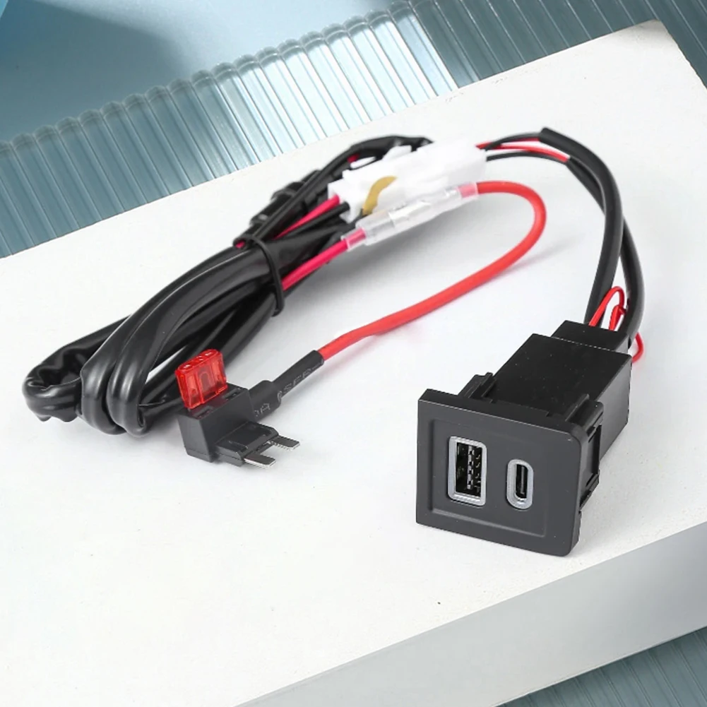 المزدوج USB شاحن سيارة المقبس نوع C PD + QC3.0 USB C شاحن سيارة الهاتف تهمة محول الطاقة المخرج لشركة فولكس فاجن Multivan T5 2003-2015 #3