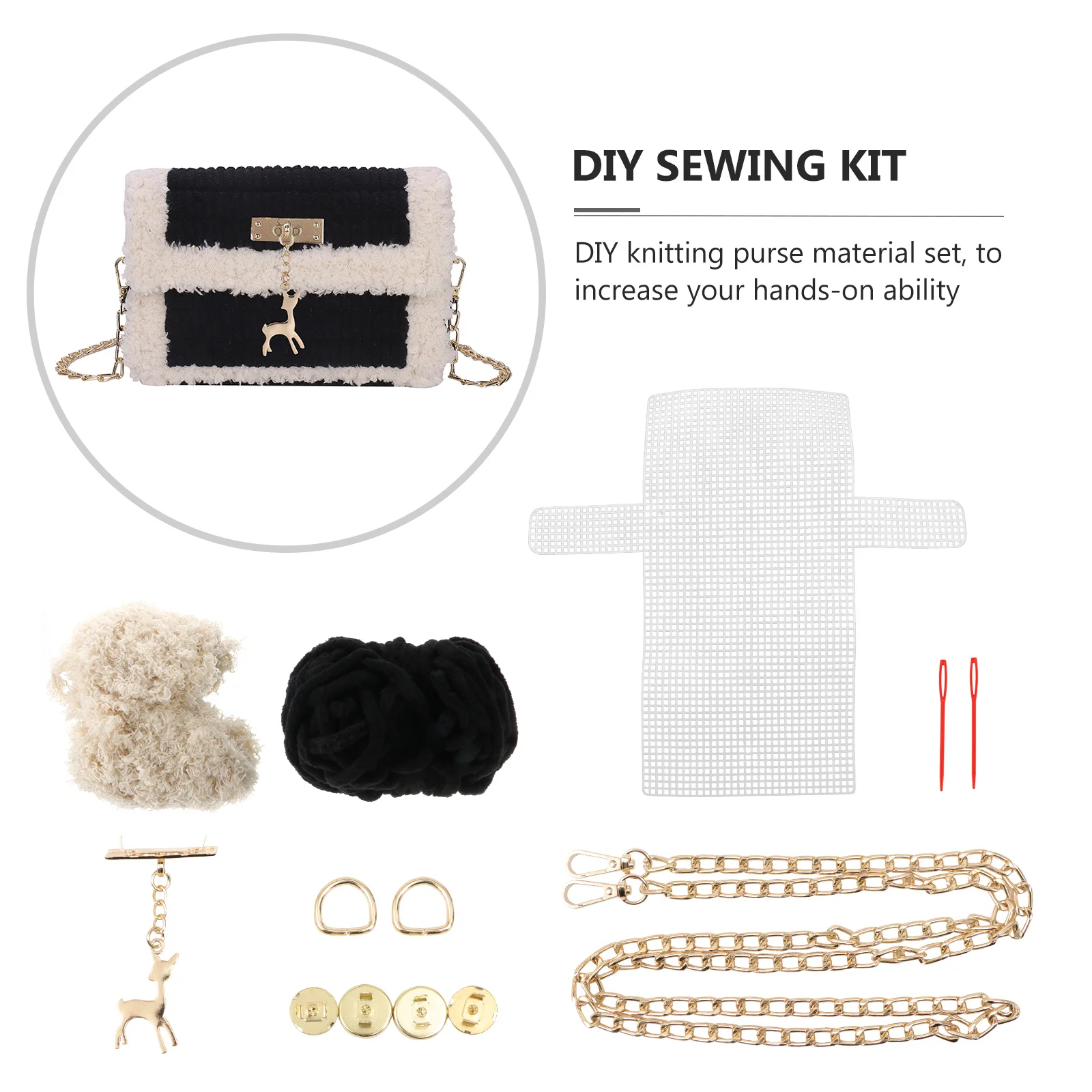 

1Set Weaving Yarn Bag DIY Purse Sewing Kit Fine Workmanship with Deer Charm Ideal Gift Craft Kit Handmade Bag Making Supplies