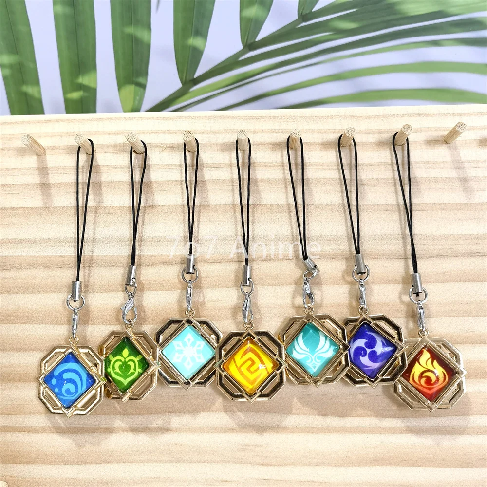 Hot Game Vision Mobile Phone Pendant Fontaine Sumeru Keychain Cosplay Luminous 7  Element Weapons Role-playing props Friend Gift