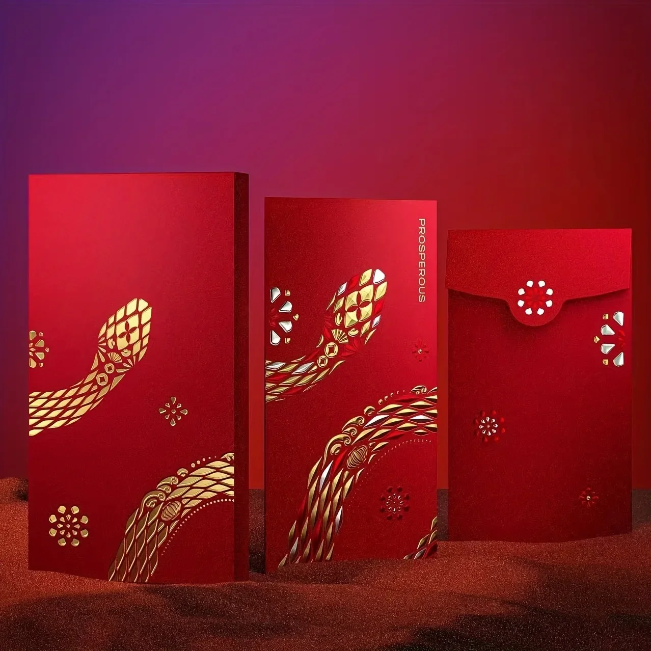 4Pcs 2025 Snake Year Red Envelope Chinese New Year Red Packet Premium Gold Foil, 6.7x3.5 Inches, New Year Supplies