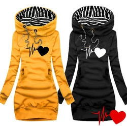 Frauen Pullover Kleid Langarm Hoodie Kleid Herbst Winter Beiläufige Dünne Pullover Hoodies Kleid