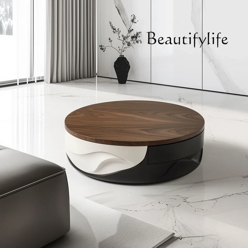 

small apartment Modern minimalist art coffee table personalized creative fashion round tea table high sense low table