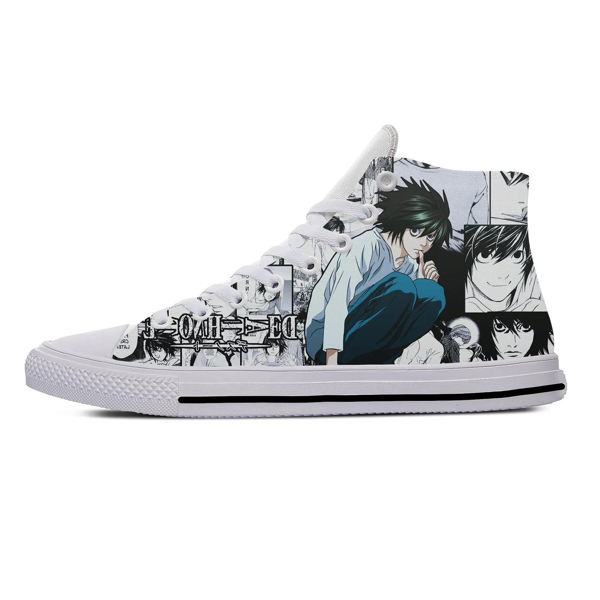 

Japanese Anime Manga Cartoon Death Note L Lawliet Casual Cloth Shoes High Top Lightweight Breathable 3D Print Men Women Sneakers