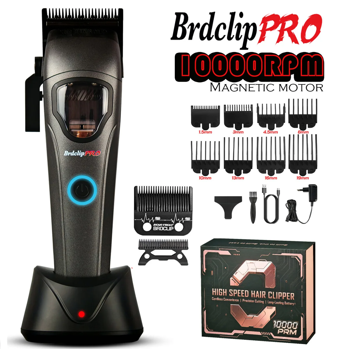 BRDCLIP BRD 633 ماكينة قص الشعر الاحترافية للرجال 10000 دورة في الدقيقة محرك مغناطيسي عالي الطاقة ماكينة قص الشعر ماكينة حلاقة