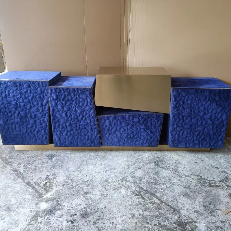 Italian light luxury dining side cabinet, villa entrance entrance cabinet, high-end irregular geometric designer storage