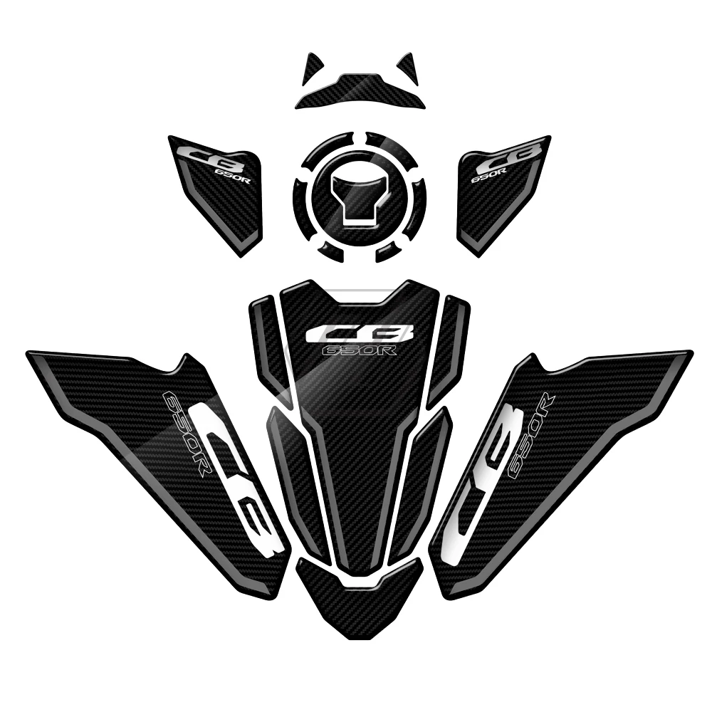 

3D Carbon-look Motorcycle Accessorie Triple Yoke Defender Sticker Tank Pad Decals for Honda CB650R 2021-2022