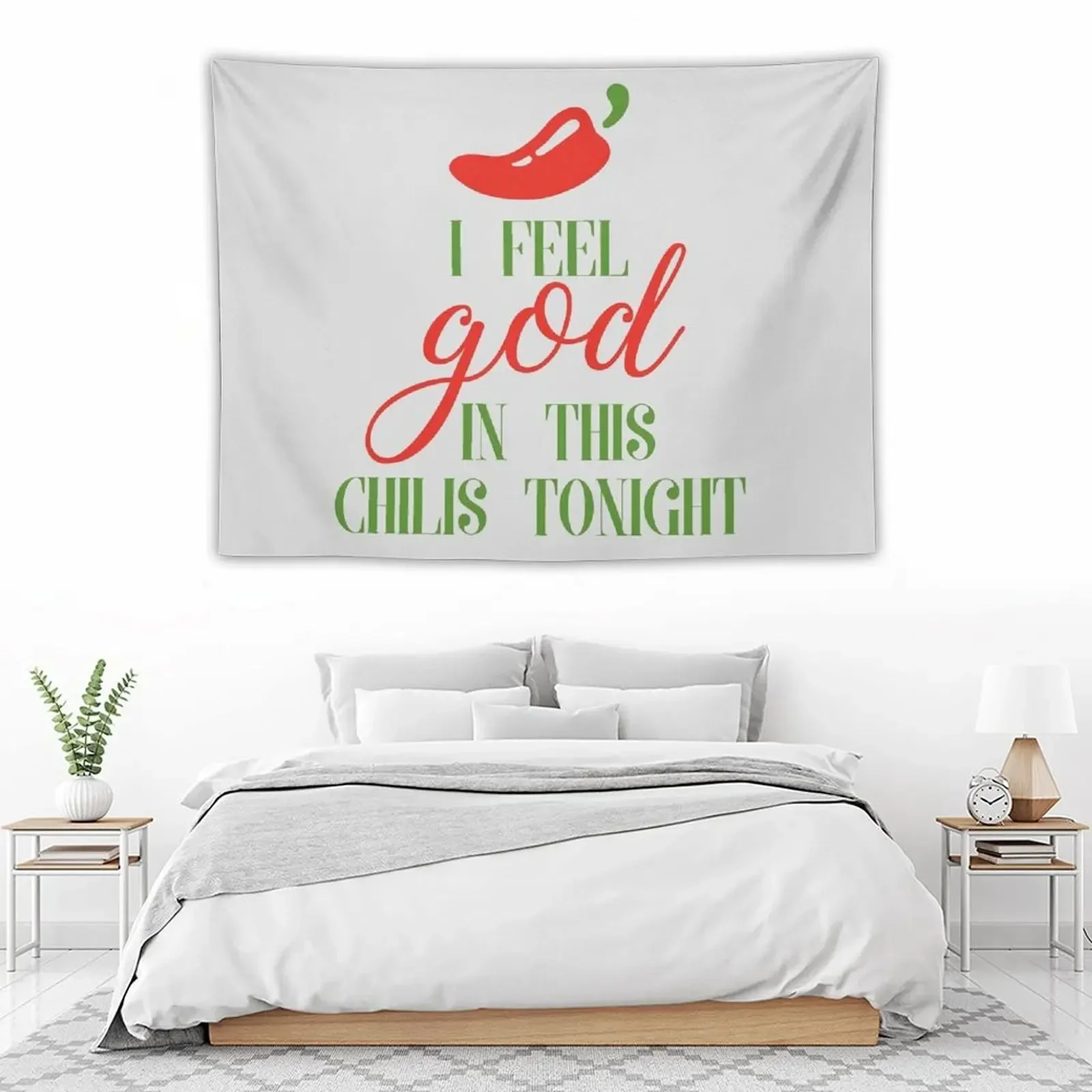 Pam Beesly-tapiz decorativo para sala de estar, The Office, I Feel God In this Chili's Tonight