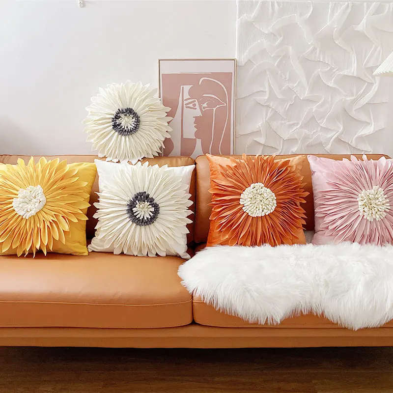 Chrysanthemum Yellow Flower Pillow Floating Window Sofa Living Room Pillow Light Luxury Cushion