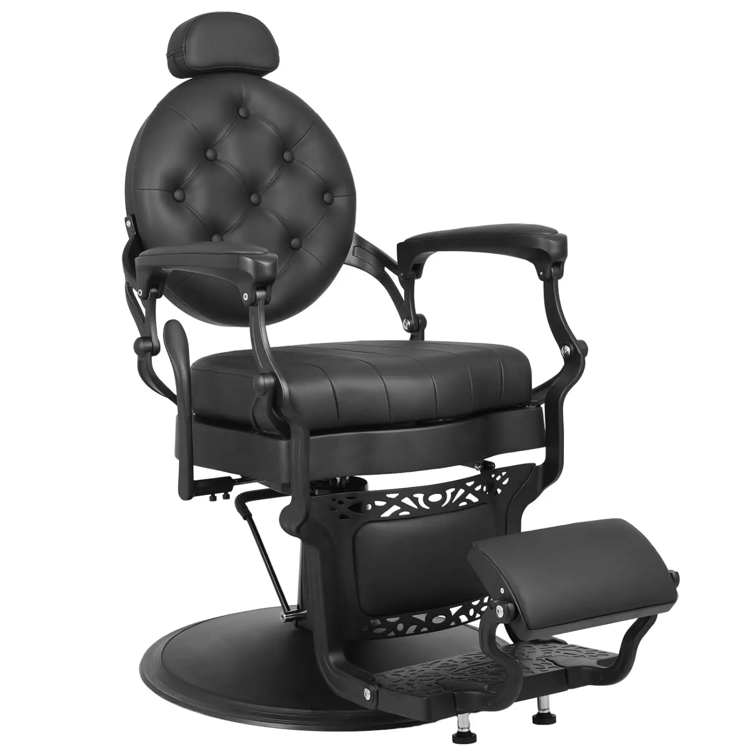 Cadeira de Barbeiro Retrô Reforçada, Cadeira de Salão Vintage, Cadeira Hidráulica Reclinável com Almofada Quadrada para Salão de Beleza e Spa, Personalizável