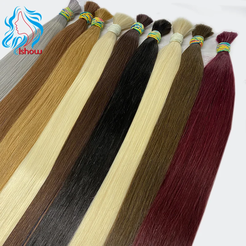 Maxhair 100% Human Hair Bulk Virgin Remy Straight Hair Bulk 22-30inch 100g Natural Blonde Hair For Braiding Hair Extension 613