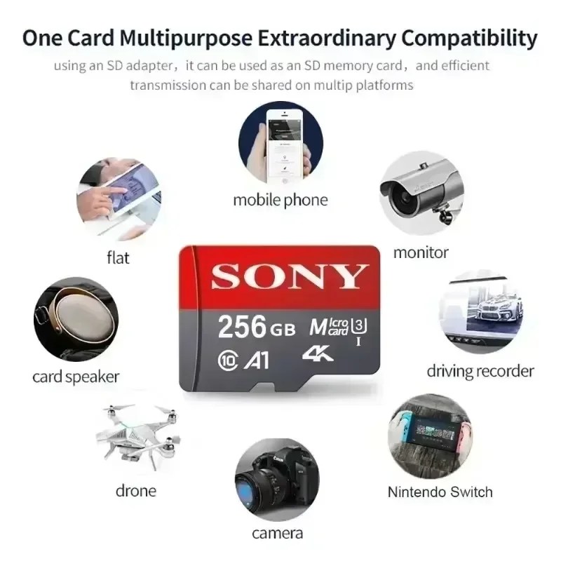 Ultra SONY Micro SD/TF 1TB Flash Memory Card128GB 256GB 32GB 64GB MicroSD U3 A2 TF Flash Card for Xiaomi Phone Camera table PC