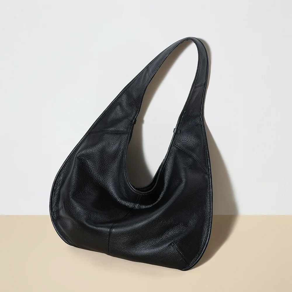Genuine Leather Women Tote Bag Large Capacity Handbag Commuter Top Layer Cowhide Shoulder Bag