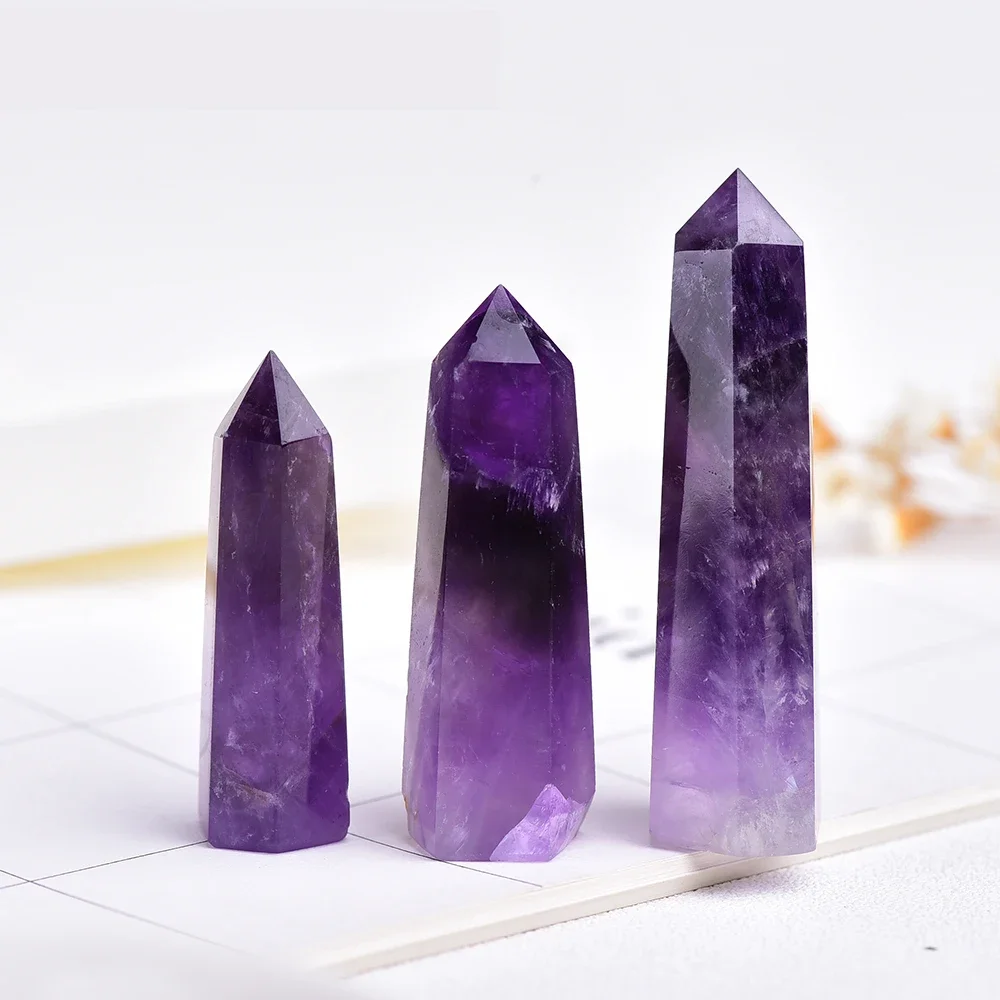 

Mineraali Natural Uruguay Amethysts CrystalsTower Reiki Deep Purple Quartz Point Wand Healing Nice Gems Ornaments Obelisk Crafts