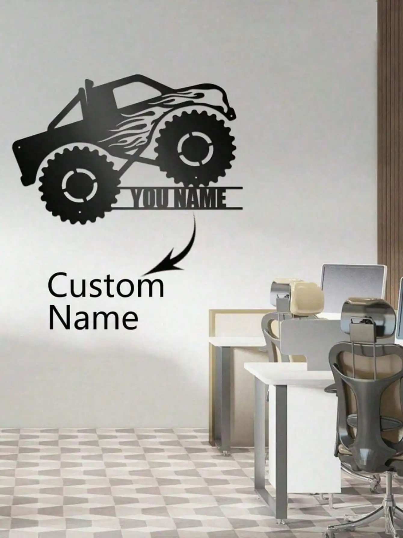 

Custom Flame Monster Truck Metal Wall Art Home Decor