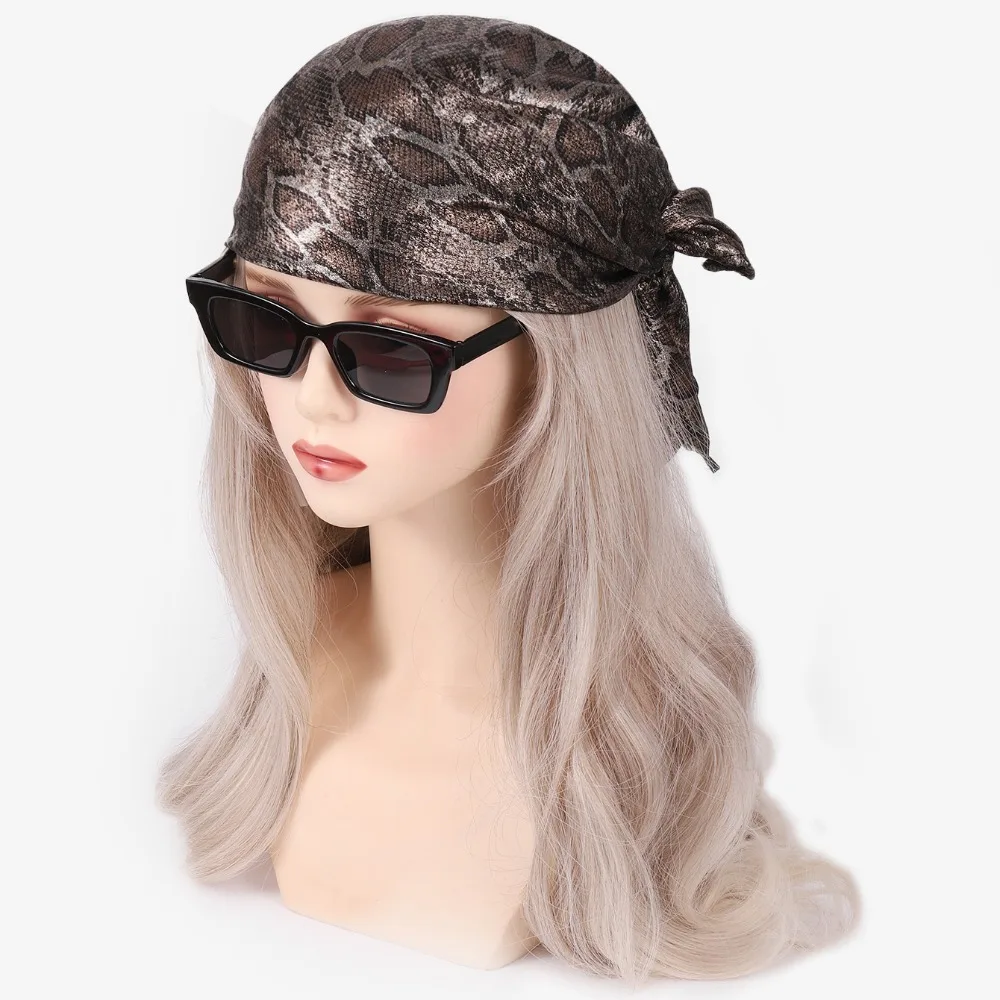 Headwear Y2K Snake Print Hair Scarf Soft Hip Hop Serpentine Hair Band Square Turban Snake Punk Bandana Streetwear