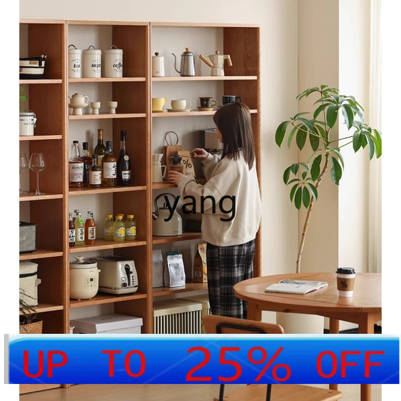 

lmm Floor Bookshelf Natural Wood Full Wall Bookcase Cherry Wood Study Storage Natural Wood