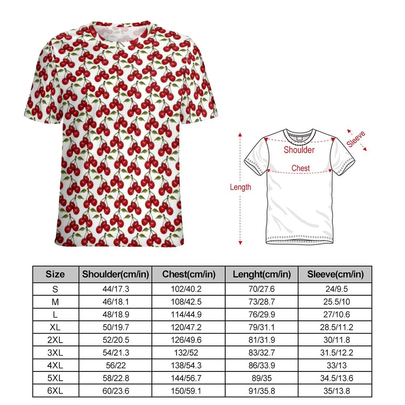 Couple Watercolor Fruit Print T Shirt Red Cherry Popular T Shirts Short Sleeves Graphic Tshirt Beach Casual Oversized Top Tees