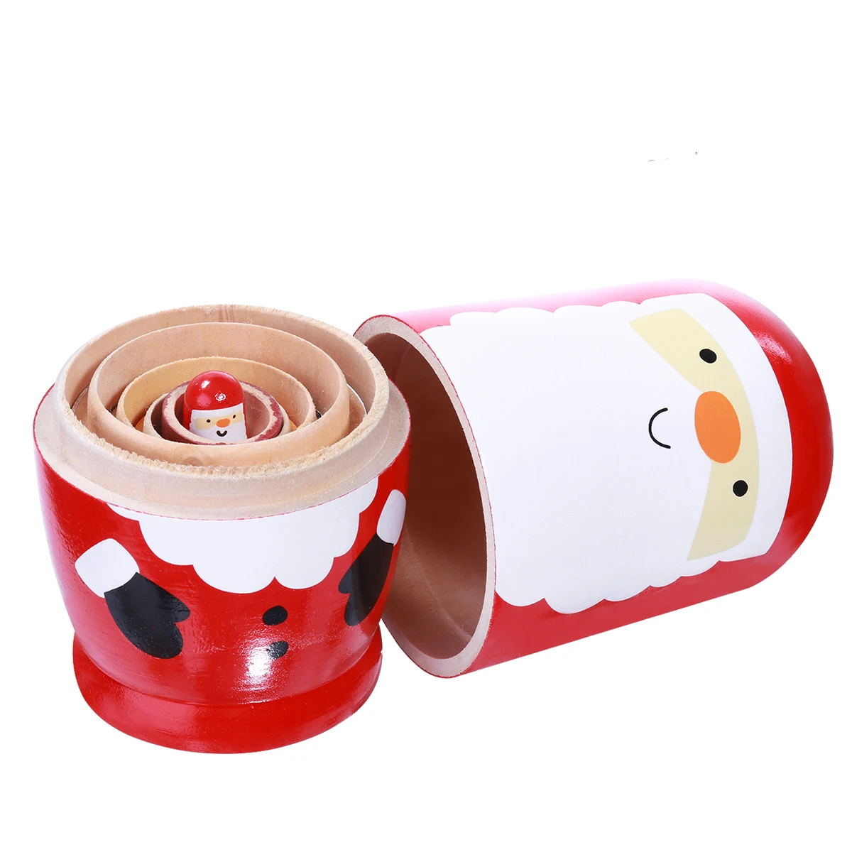 

6 Russian Nesting Christmas Santa Handmade Basswood Toys Stacking Decorations Jewelry Storage russian nesting